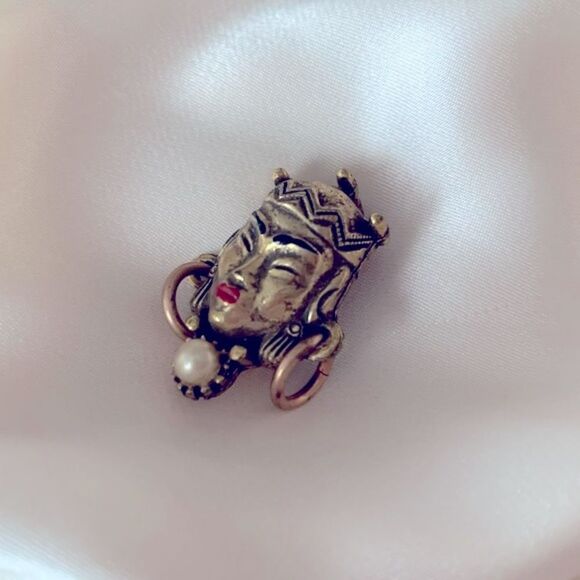 Vintage Selro Unsigned Asian Princess Face Brooch - Picture 4 of 4